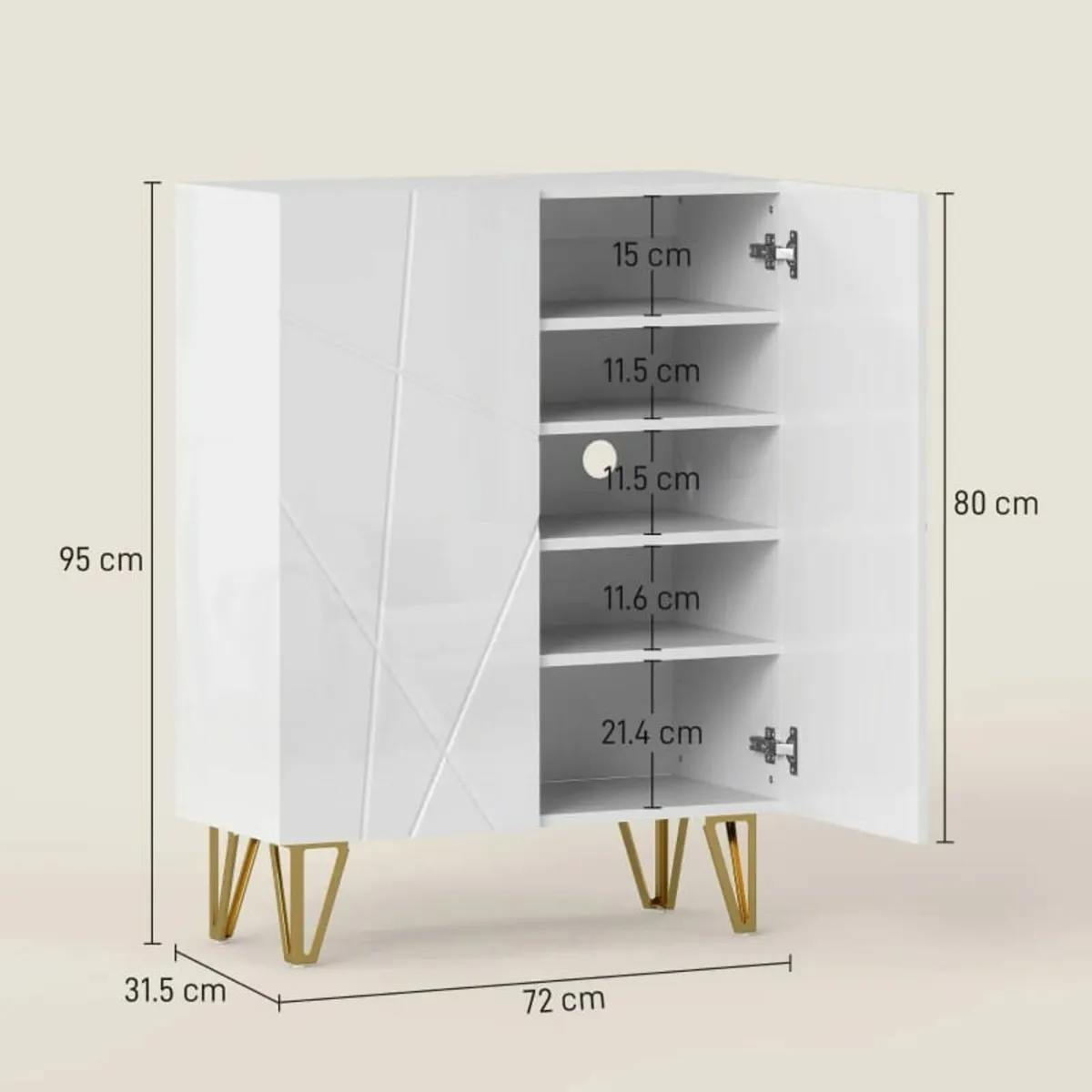 Shoe cabinet with 2 doors, shoe rack, shoe storage - Image 3