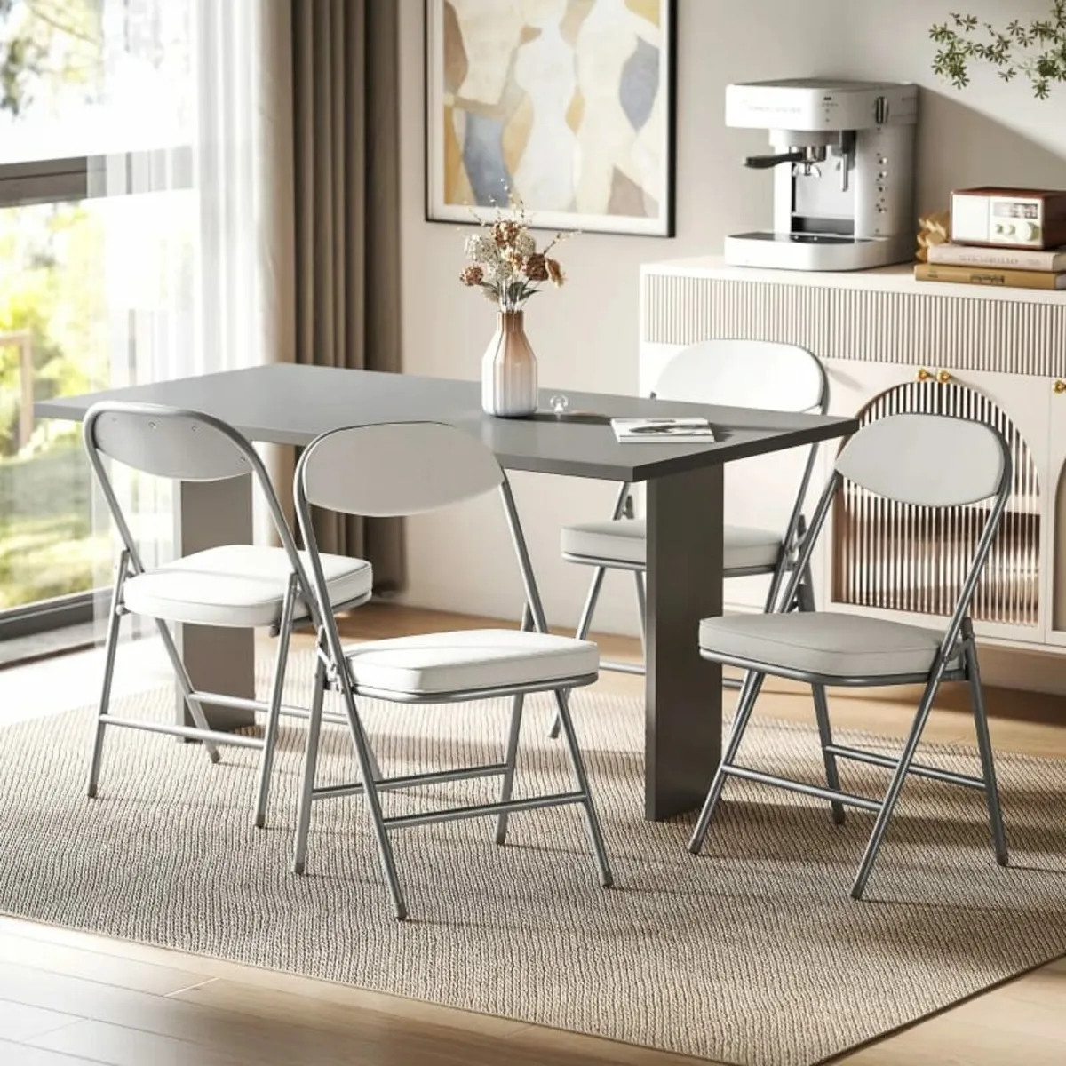 4-Piece Padded Folding Chairs Set, Foldable Chairs - Image 2