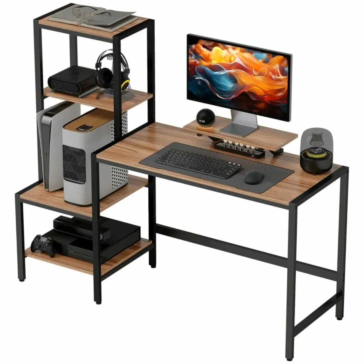 Computer Desk with Monitor Stand, Desk with 4-Tier - Image 3