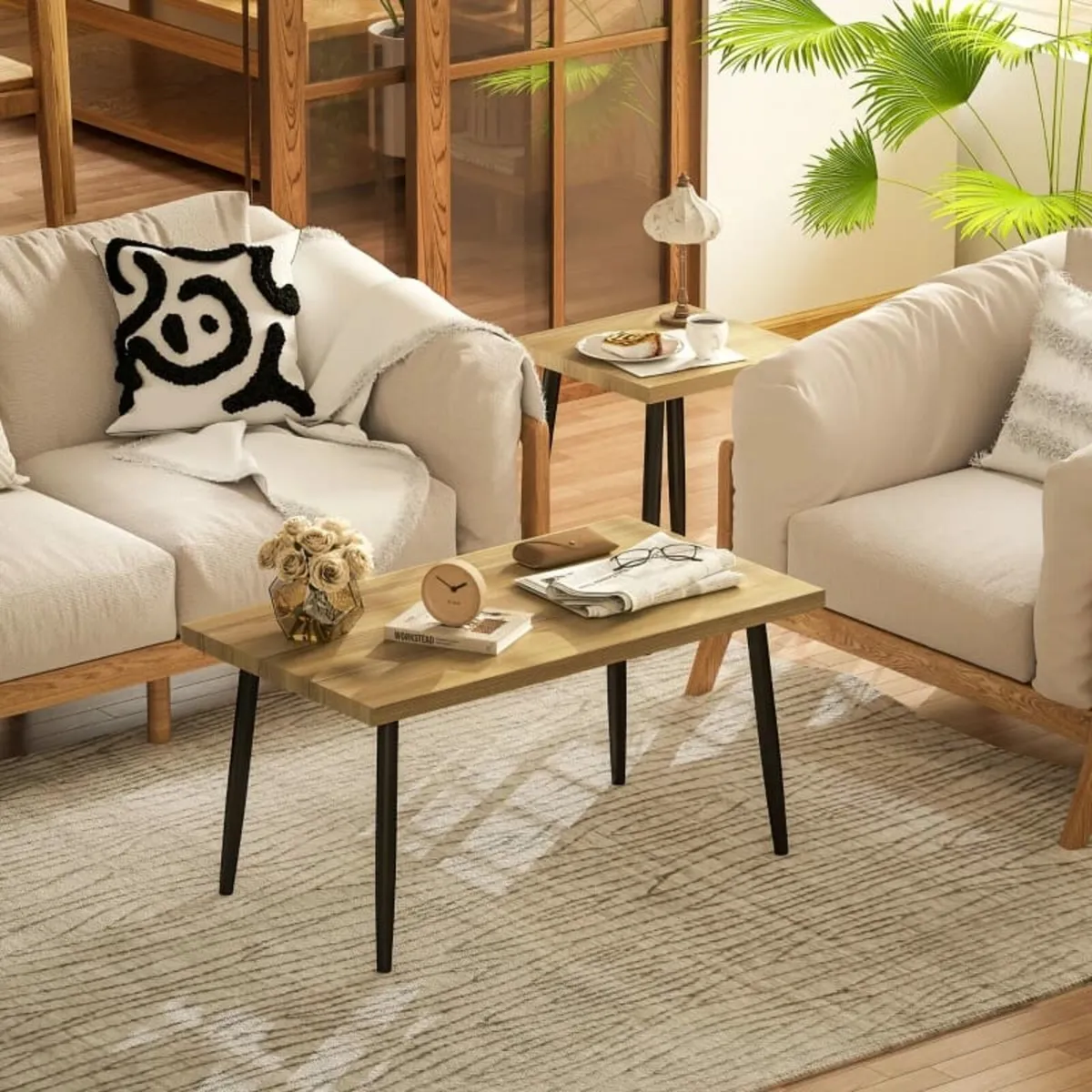 2-piece Coffee Tables Set, Large and Small Table w - Image 3
