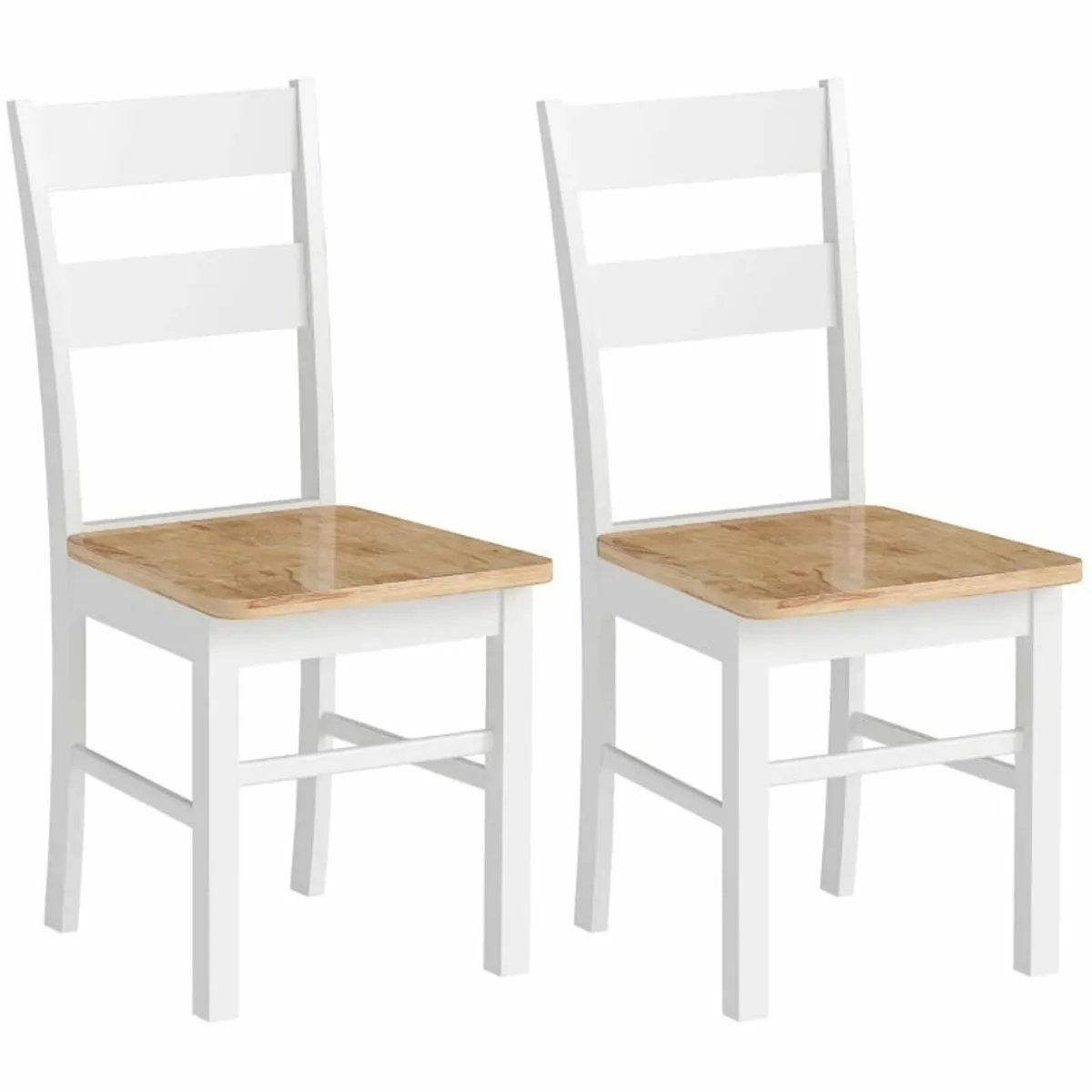 2-Piece Set Kitchen Chairs, Rubberwood, Curved Sla - Image 1