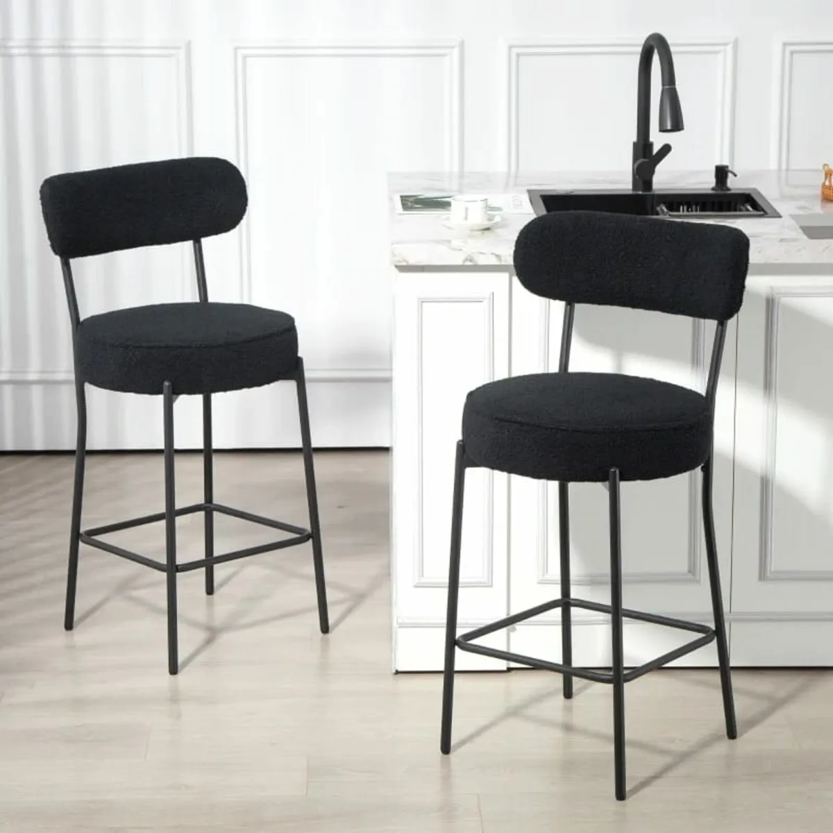 2-Pack bar stools with padded seat and footrest, f - Image 2
