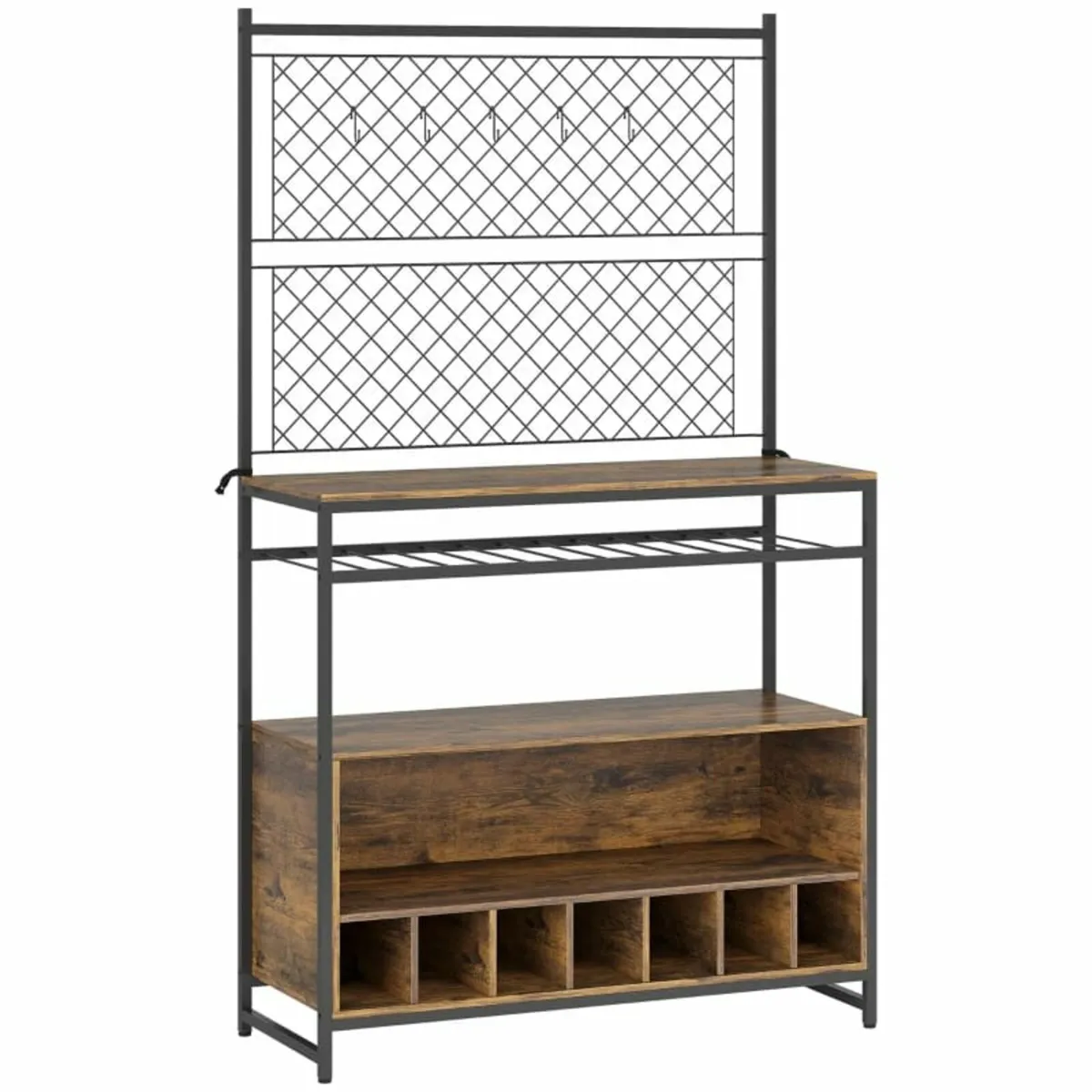 Kitchen rack with work surface, metal grid panels, - Image 1