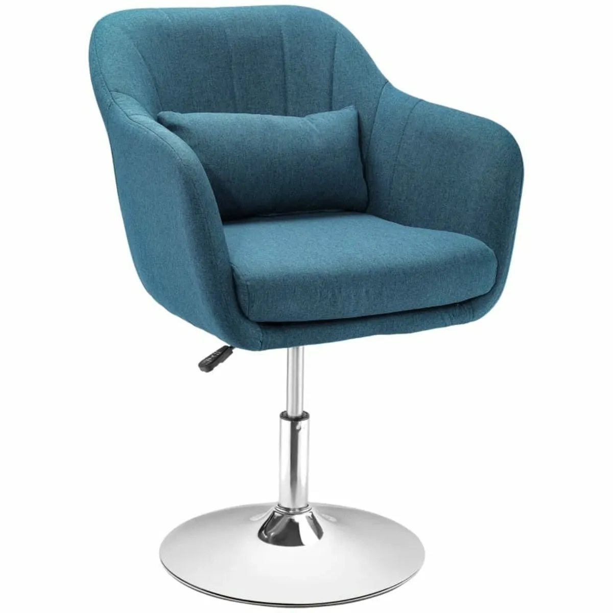 Leisure Chair with Metal Base, Modern Swivel Linen - Image 1