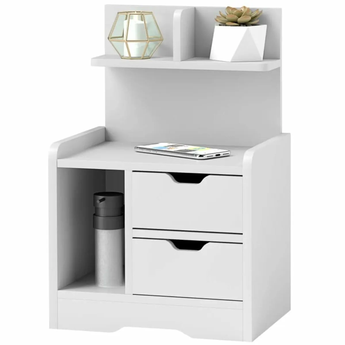 Nightstand with 2 drawers, open shelf, 40x30x60 cm - Image 2