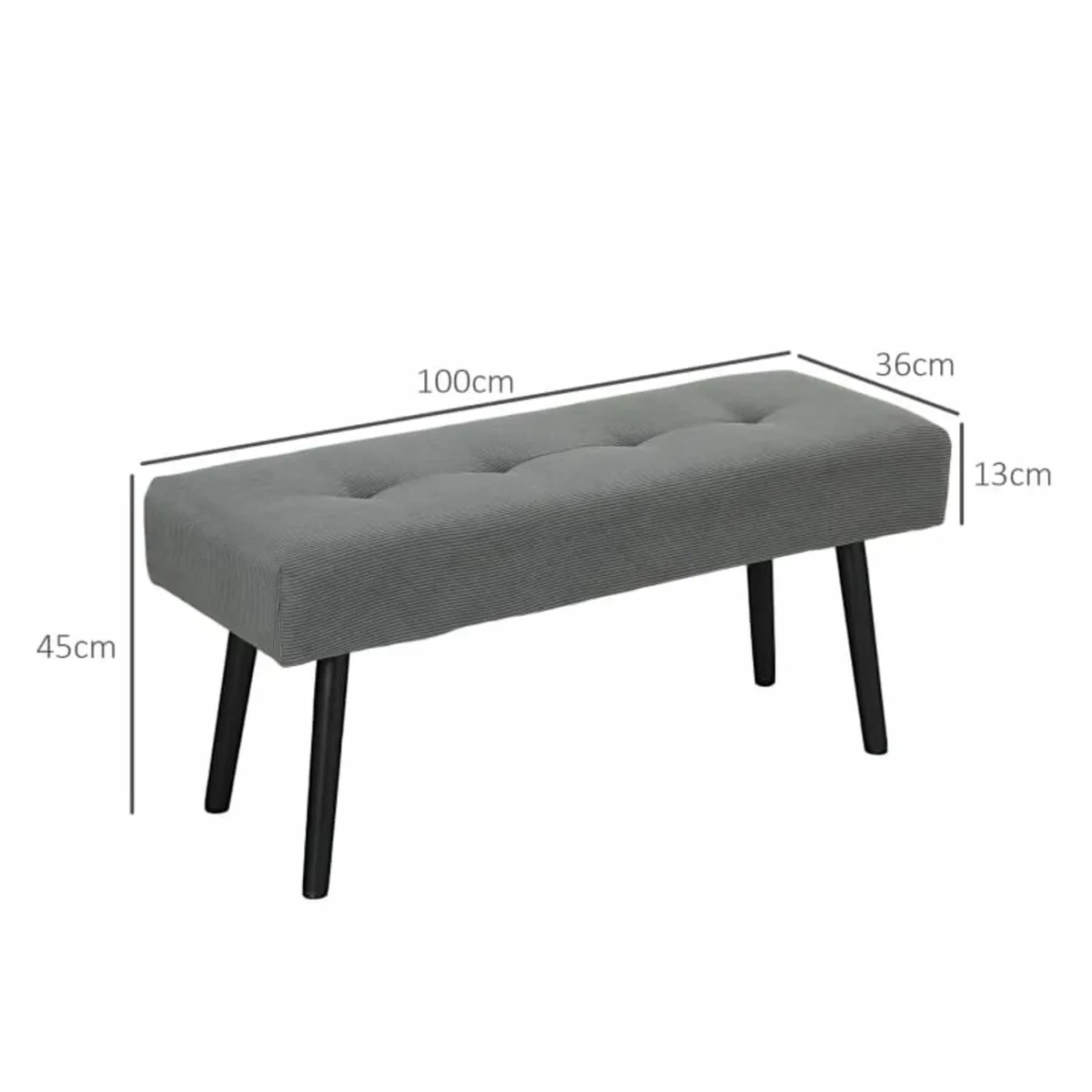Upholstered Bench with Cord Cover, Bed Bench with - Image 3