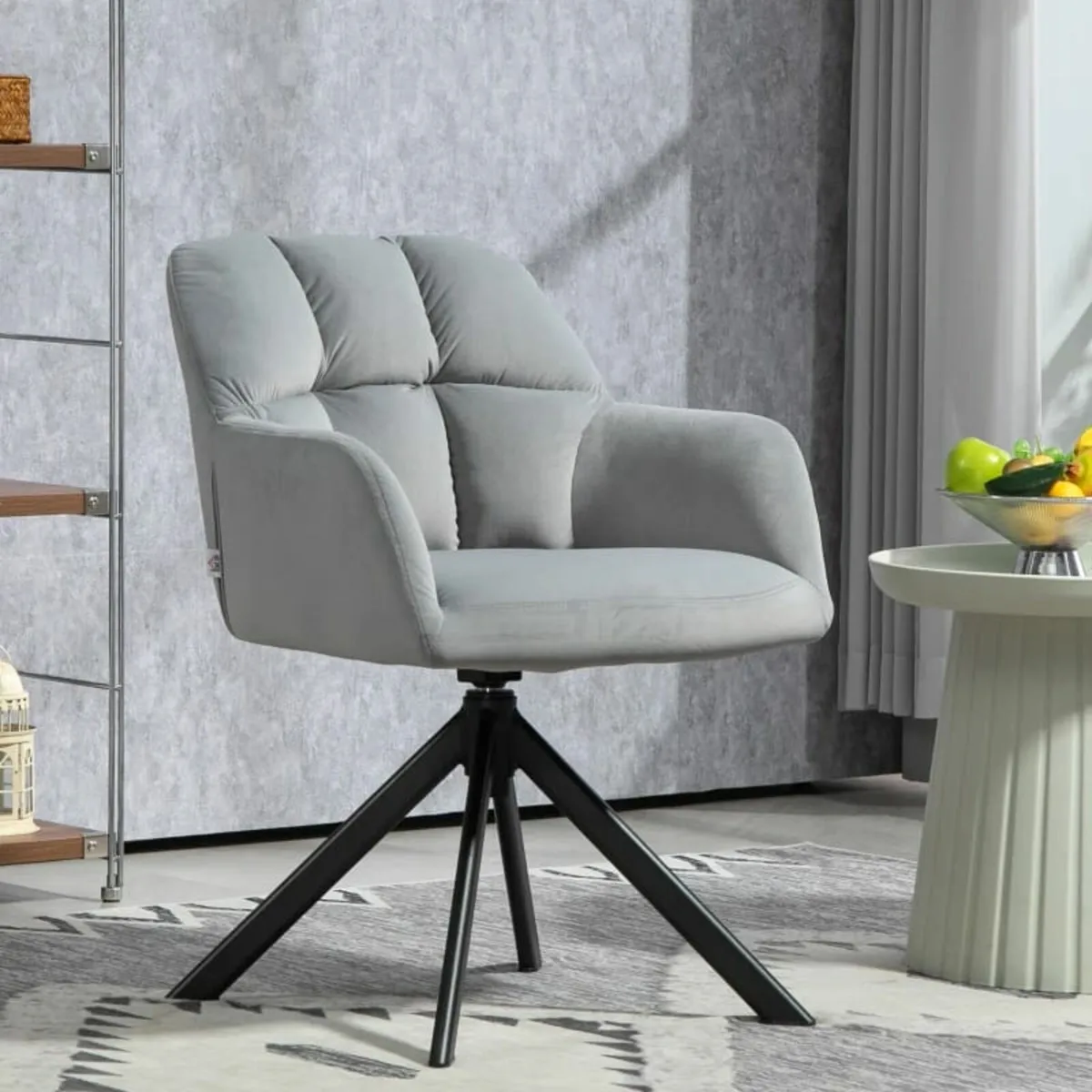 Swivel Armchair, Modern Accent Chair with Metal Le - Image 3