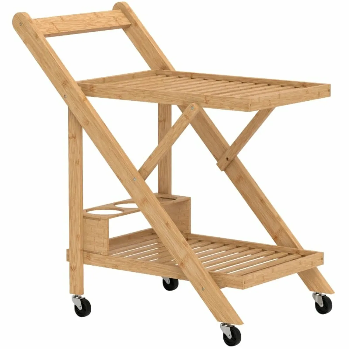 Kitchen trolley on wheels, Serving cart with 3 win - Image 1