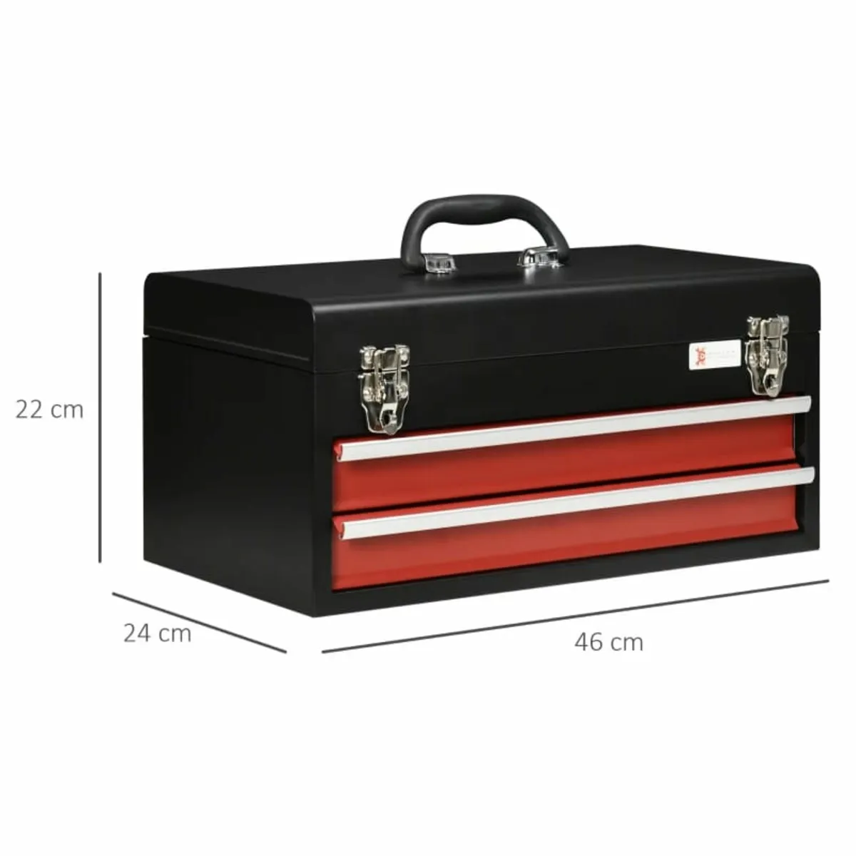 2 Drawer Tool Chest, Lockable Metal Tool Box with - Image 3