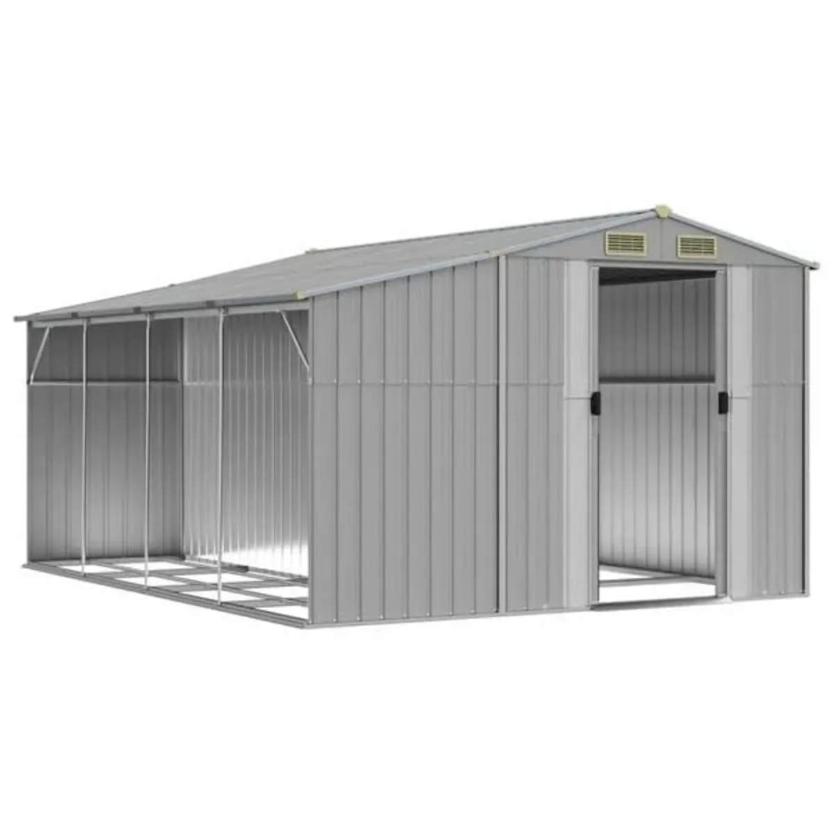Garden Shed Grey 277x365.5x179 cm Galvanised Steel - Image 1