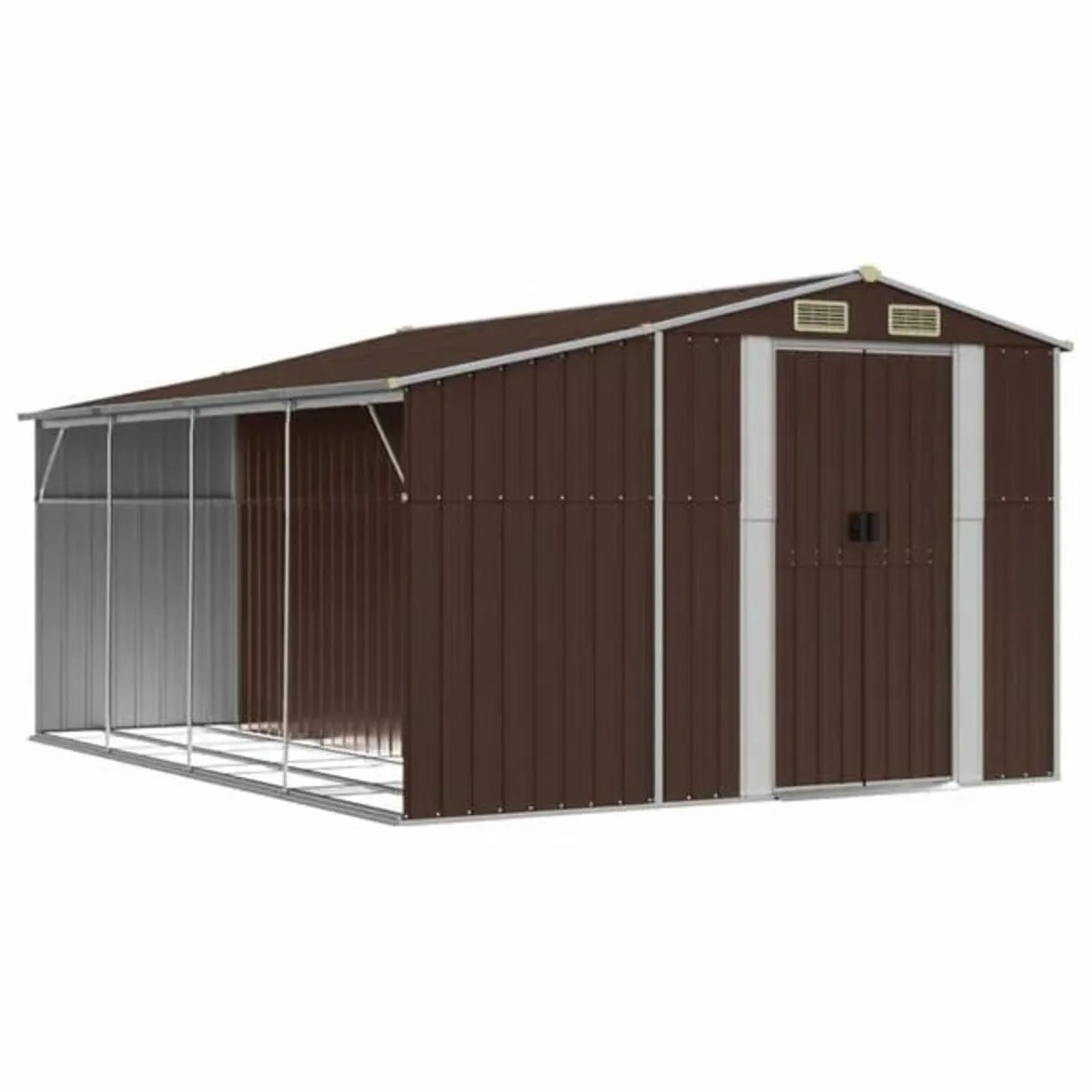 Garden Shed Brown 277x365.5x179 cm Galvanised Stee - Image 1
