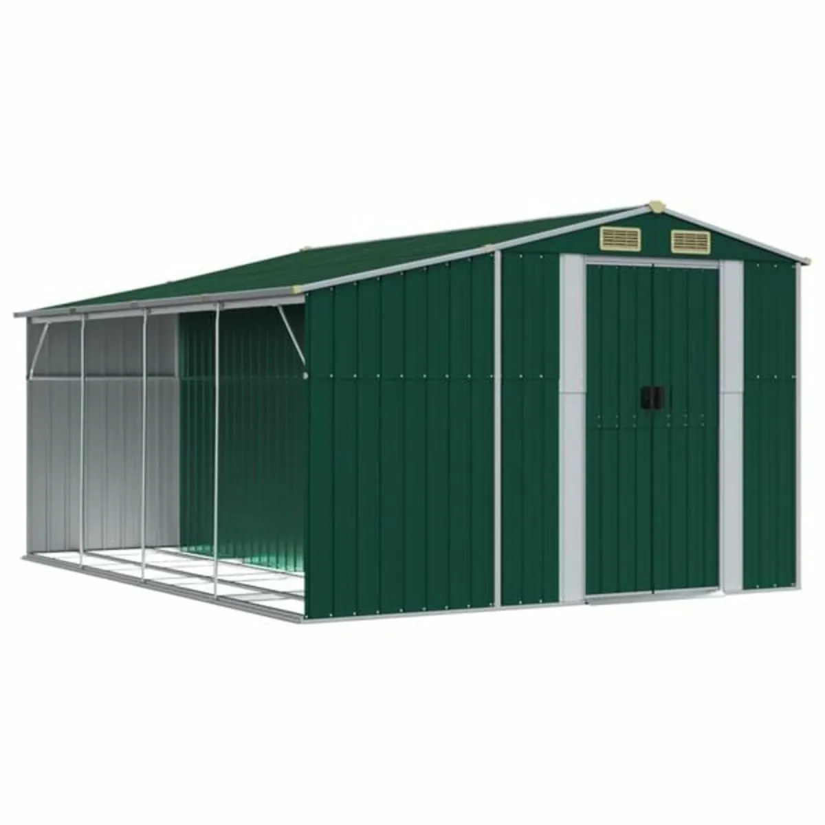 Garden Shed Green 277x365.5x179 cm Galvanised Stee - Image 2