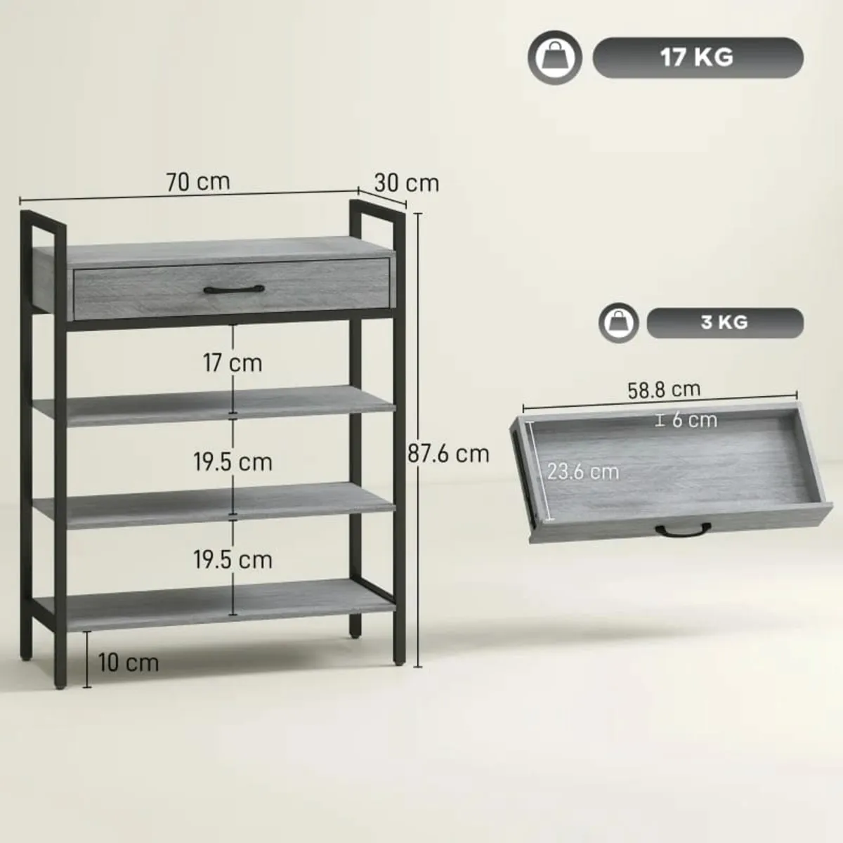 4-tier Shoe Rack, Hallway Rack for up to 9 Pairs o - Image 3