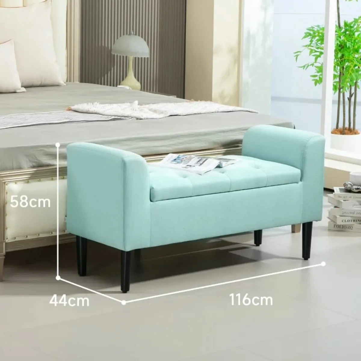 Storage Bench with Hidden Compartment, Upholstered - Image 3