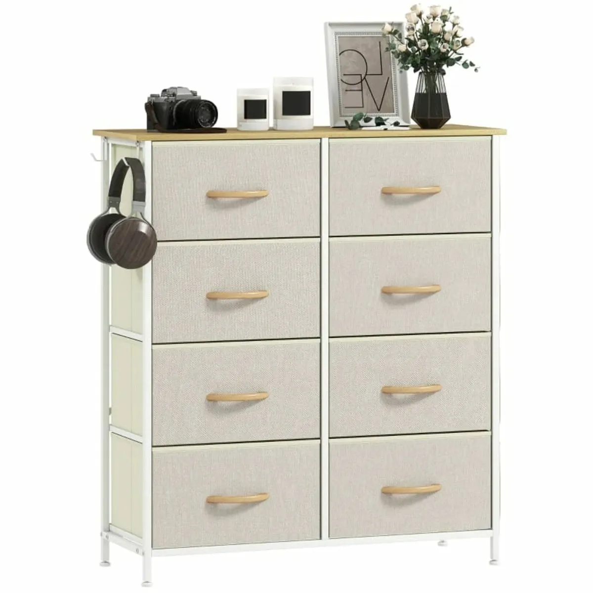 Chest of Eight Fabric Drawers - Beige - Image 1