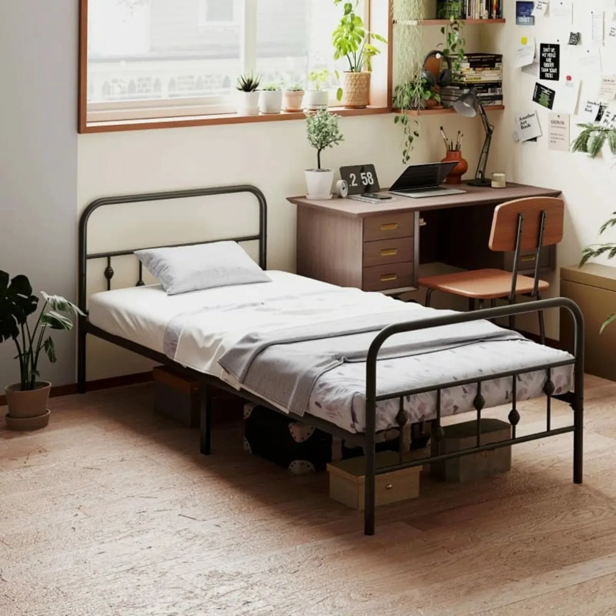 Simple metal bed frame, Easy to assemble, with noi - Image 1