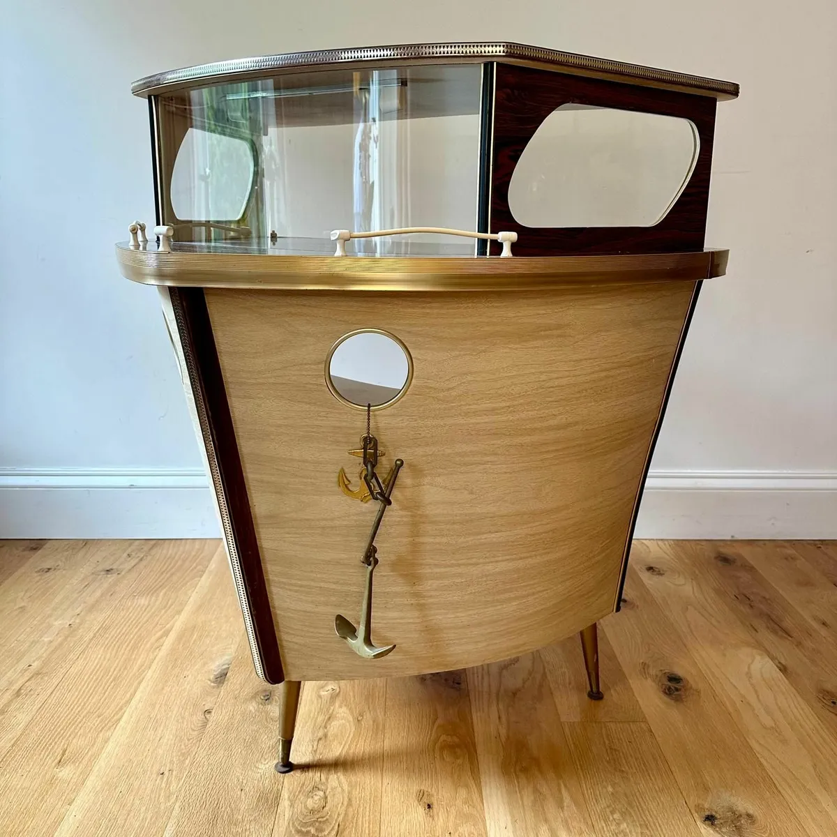 Vintage 1950s Melamine Cocktail Bar – Nautical Boa - Image 3