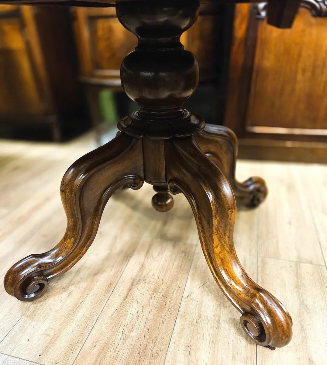 Victorian Burr Walnut Table- Circa 1860 - Image 4