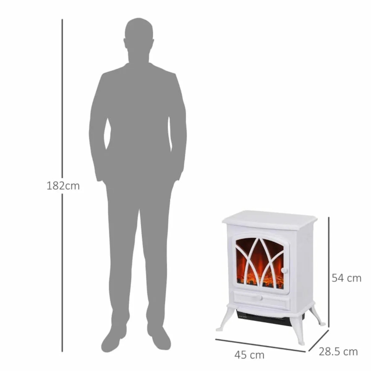 1kW-2kW Vintage Electric Fireplace Heater - White - Image 3