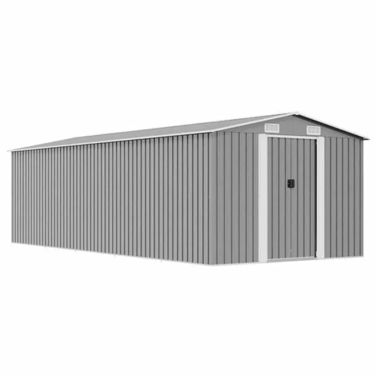 Garden Shed 257x580x181 cm Metal Grey - Image 1