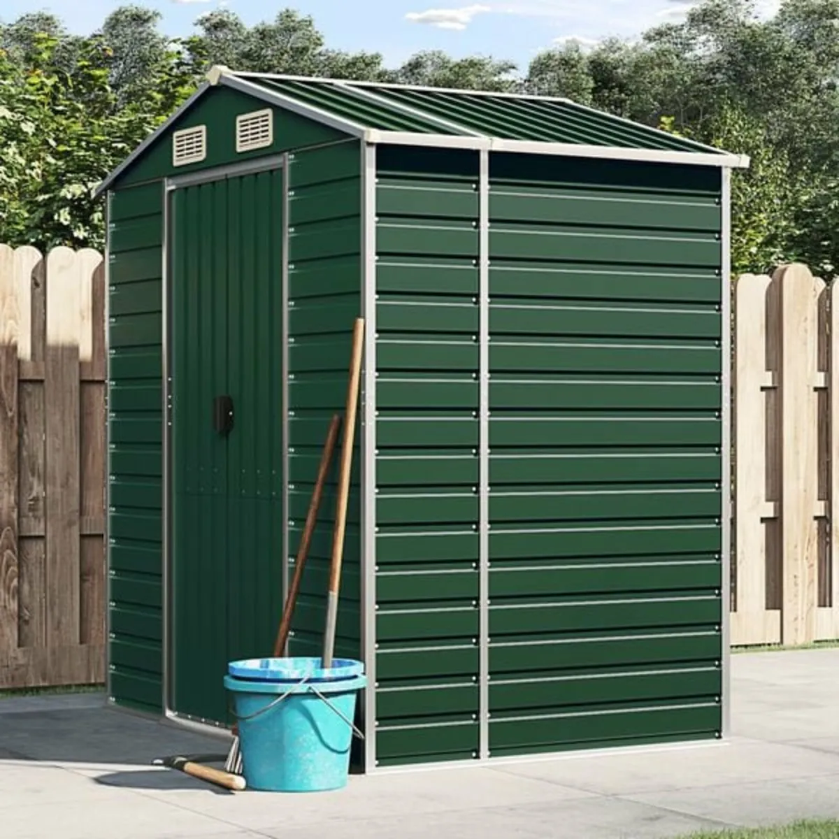 Garden Shed Green 191x130x198 cm Galvanised Steel - Image 2