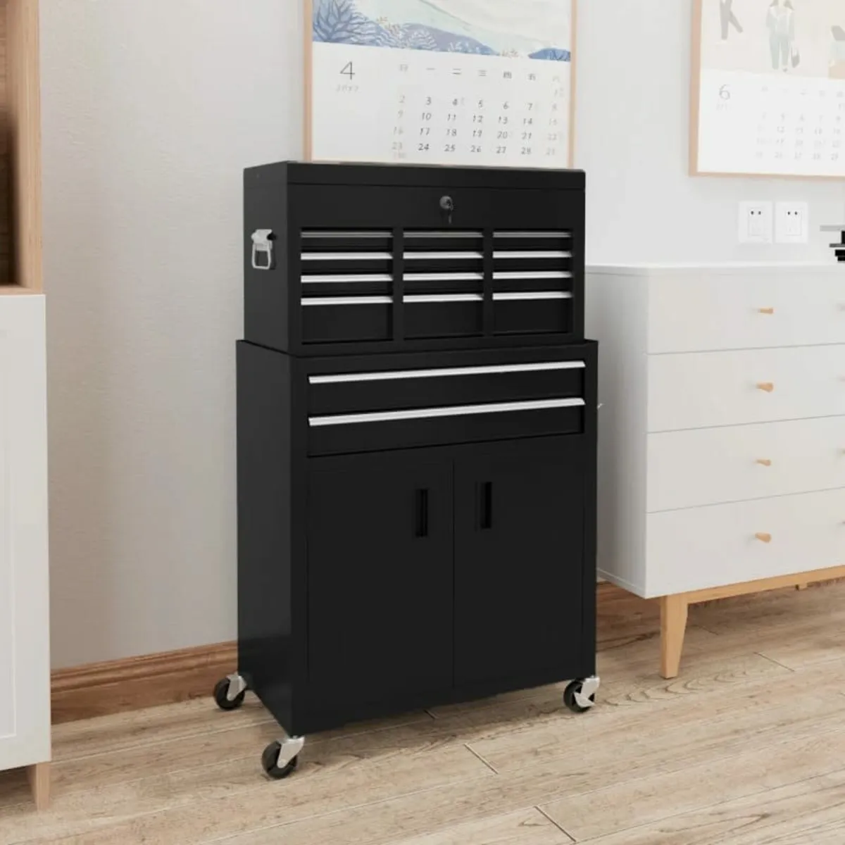 Tool Box, Metal Tool Chest on Wheels with 6 Drawer - Image 2