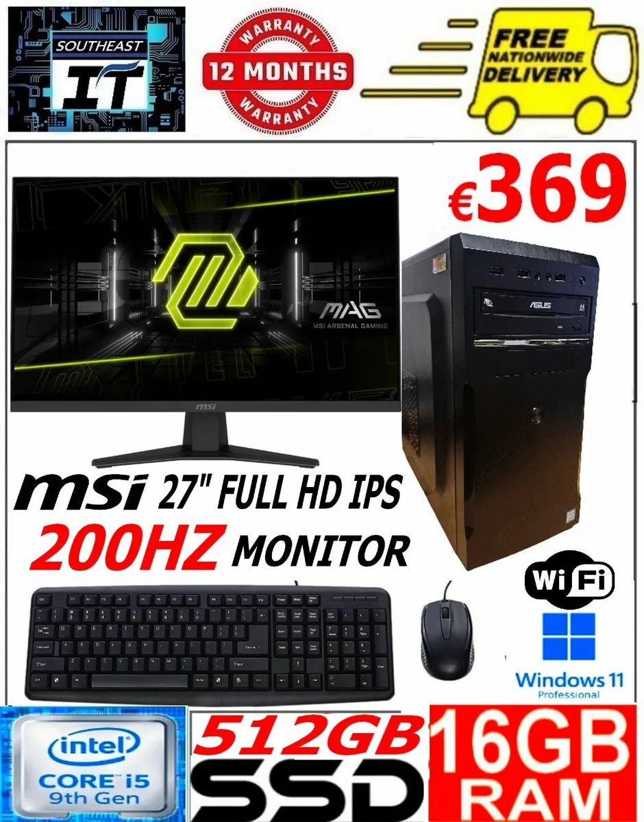 ASUS i5 16gb ram 512GB SSD PC  Desktop  27" 200hz - Image 1