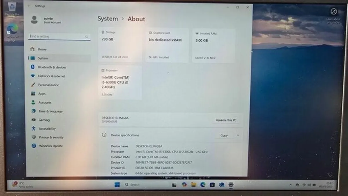 Lenovo X260 8GB RAM 250GB SSD WIN 11 - Image 2