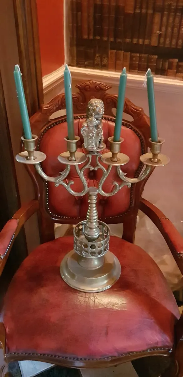 2 large brass candlestick holders - Image 3