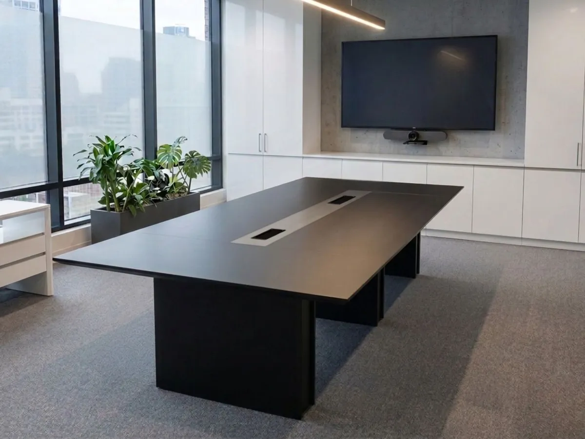 Parnell Black 3.2mtr Boardroom Tables - NEW - Image 2