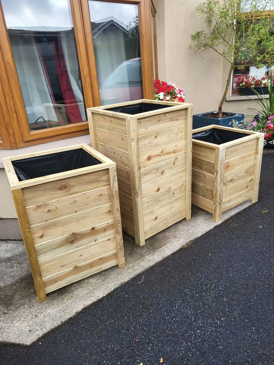 Tall Wooden Planters Flower Tree Planters - Image 1