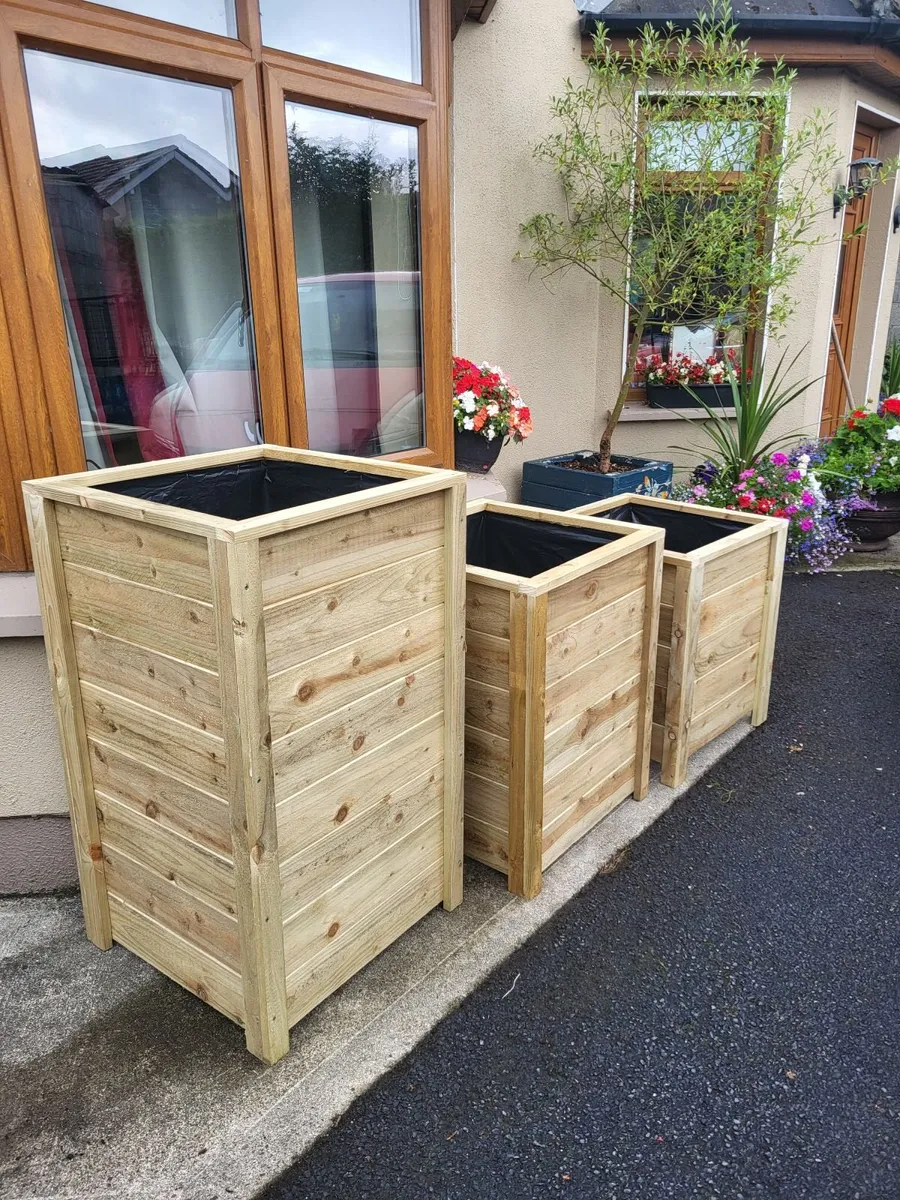 Tall Wooden Planters Flower Tree Planters - Image 4