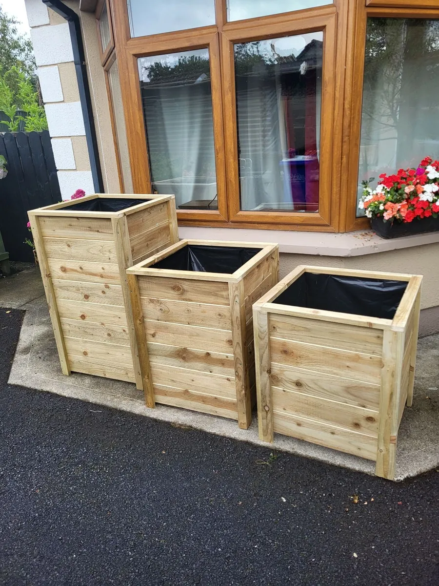 Tall Wooden Planters Flower Tree Planters - Image 2