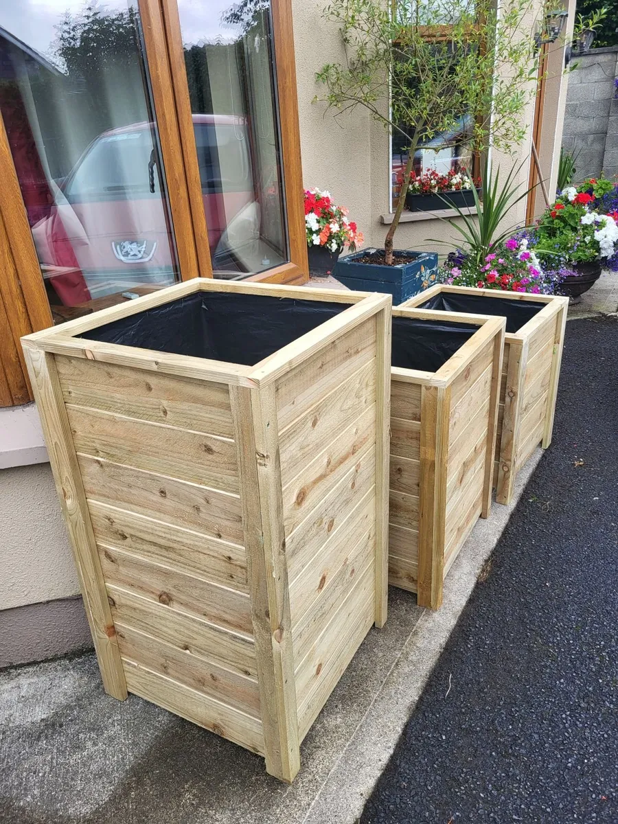 Tall Wooden Planters Flower Tree Planters - Image 3
