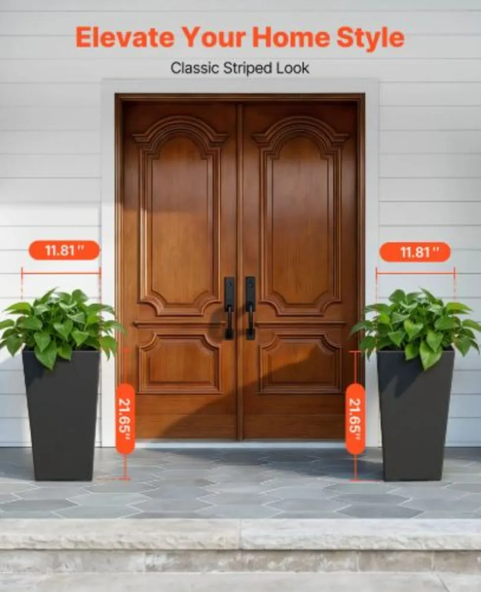 Tall Planters Set of 2, 550 mm Large Outdoor Tape - Image 3