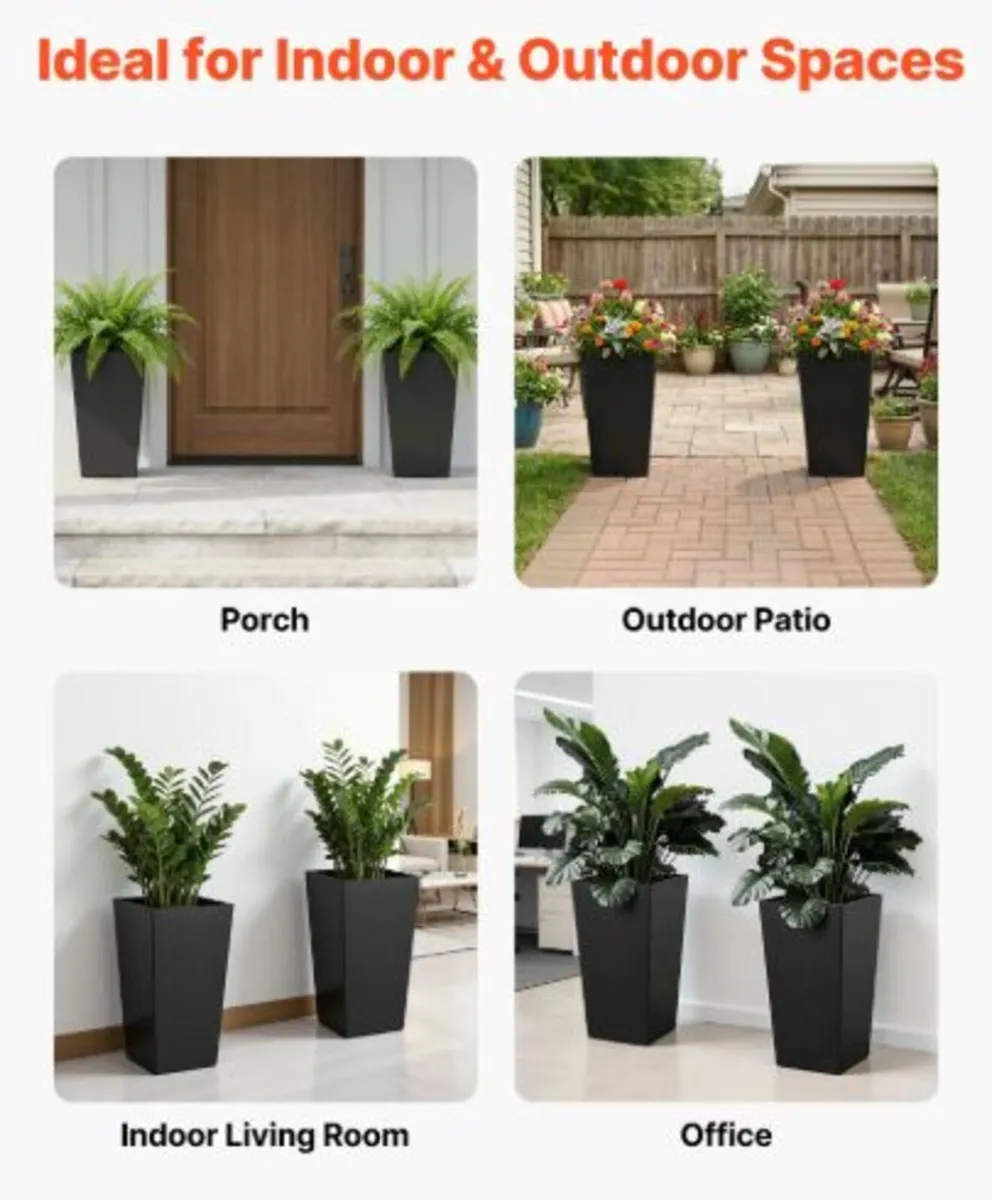 Tall Planters Set of 2, 550 mm Large Outdoor Tape - Image 4