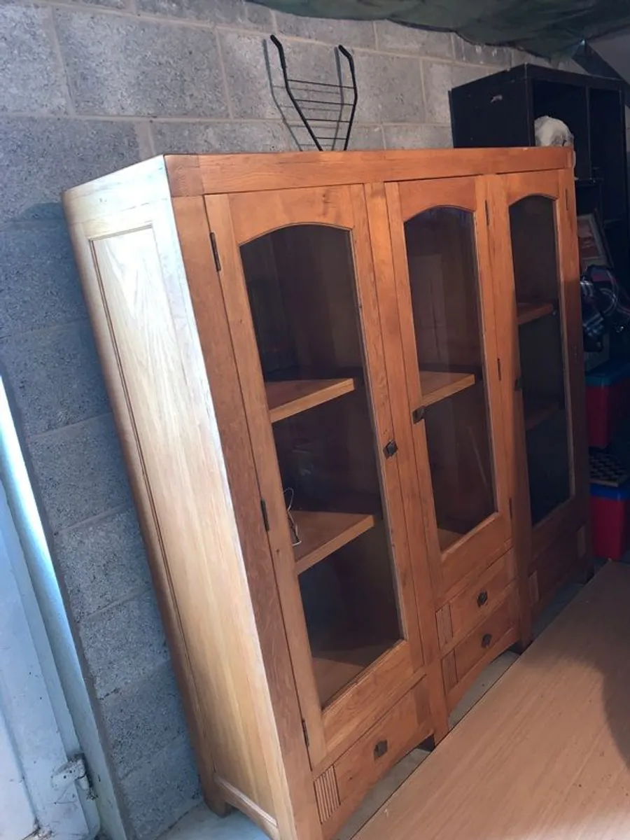 Elegant Handmade Oak Display Cabinet - Image 1