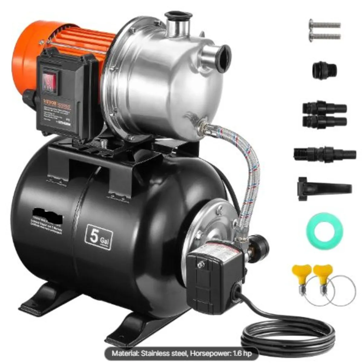 1193W(1.6 HP) Shallow Well Pump with Pressure Tank - Image 1