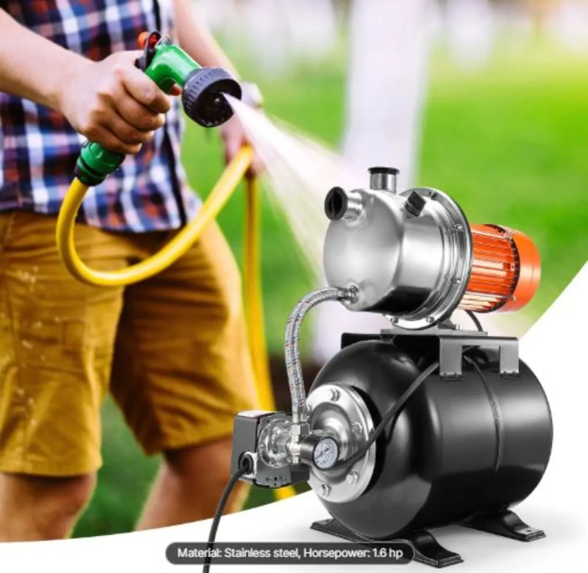 1193W(1.6 HP) Shallow Well Pump with Pressure Tank - Image 4