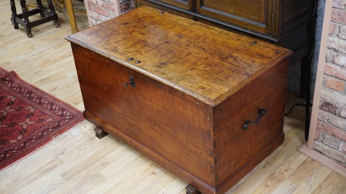 19th Century Cherry Wood Blanket Chest - Image 4