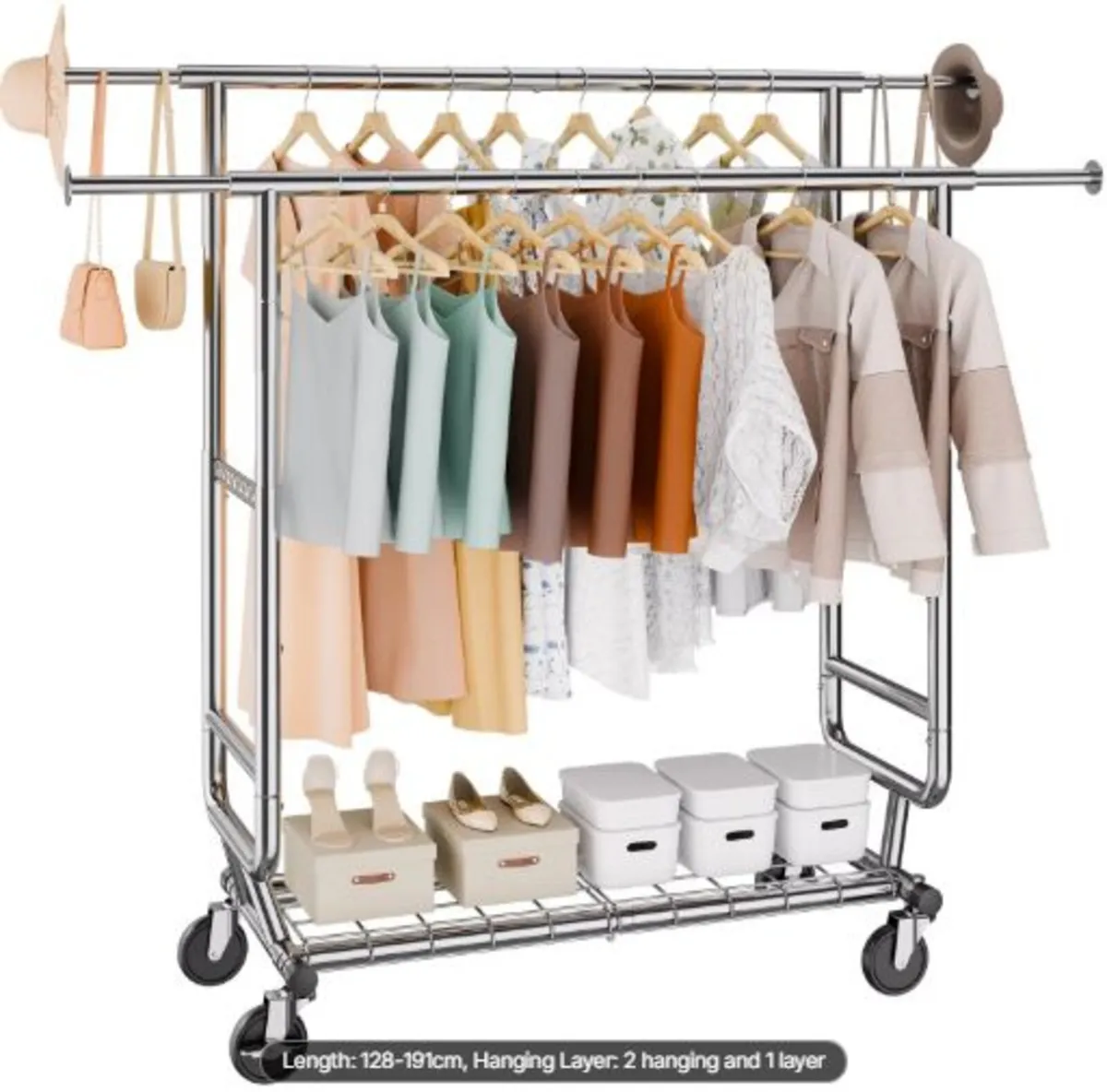 Heavy Duty Clothes Rack, Double Hanging Rod Cloth - Image 1