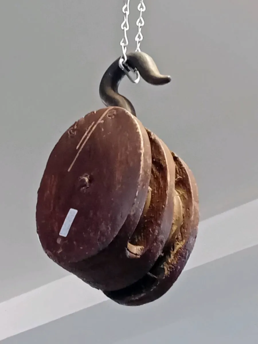 Original Antique Wooden Ships Cargo Pully - Image 1