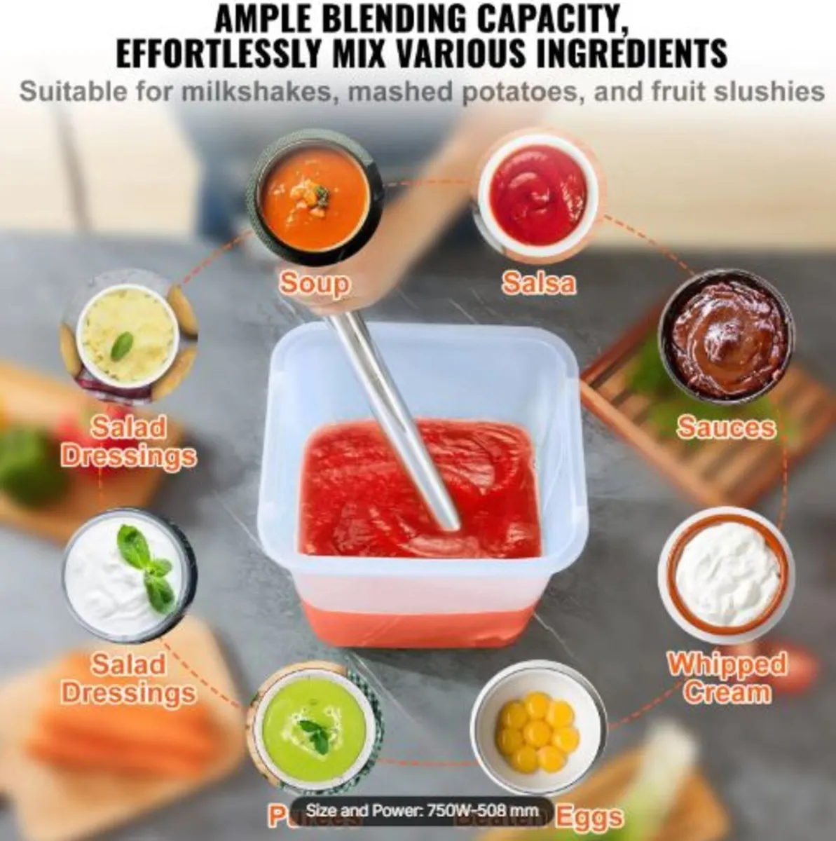 Commercial Immersion Blender, 750 Watt Heavy Duty - Image 2