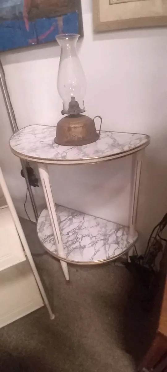 Mid Century Faux Marble Sude Table