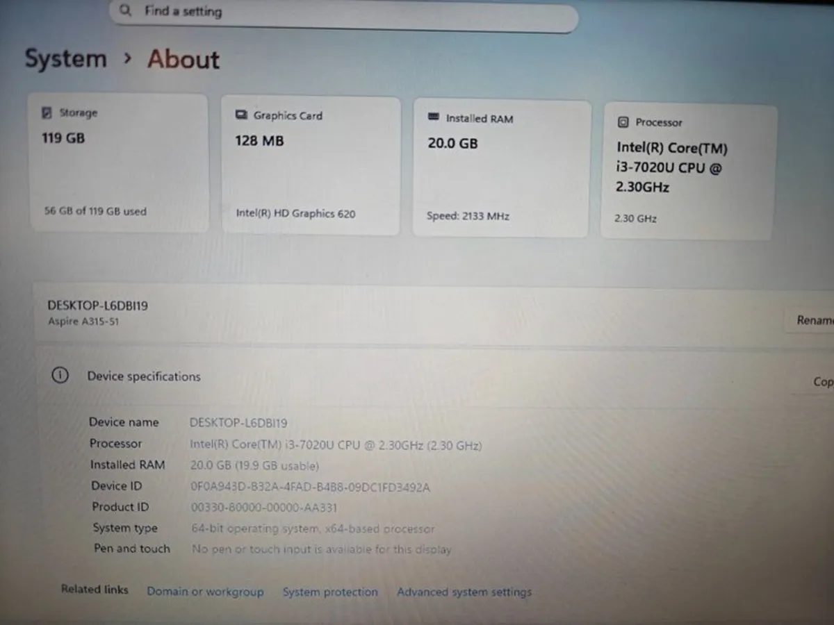 Acer Aspire A315 Laptop | i3 | 20GB | 128GB | 15.6 - Image 3