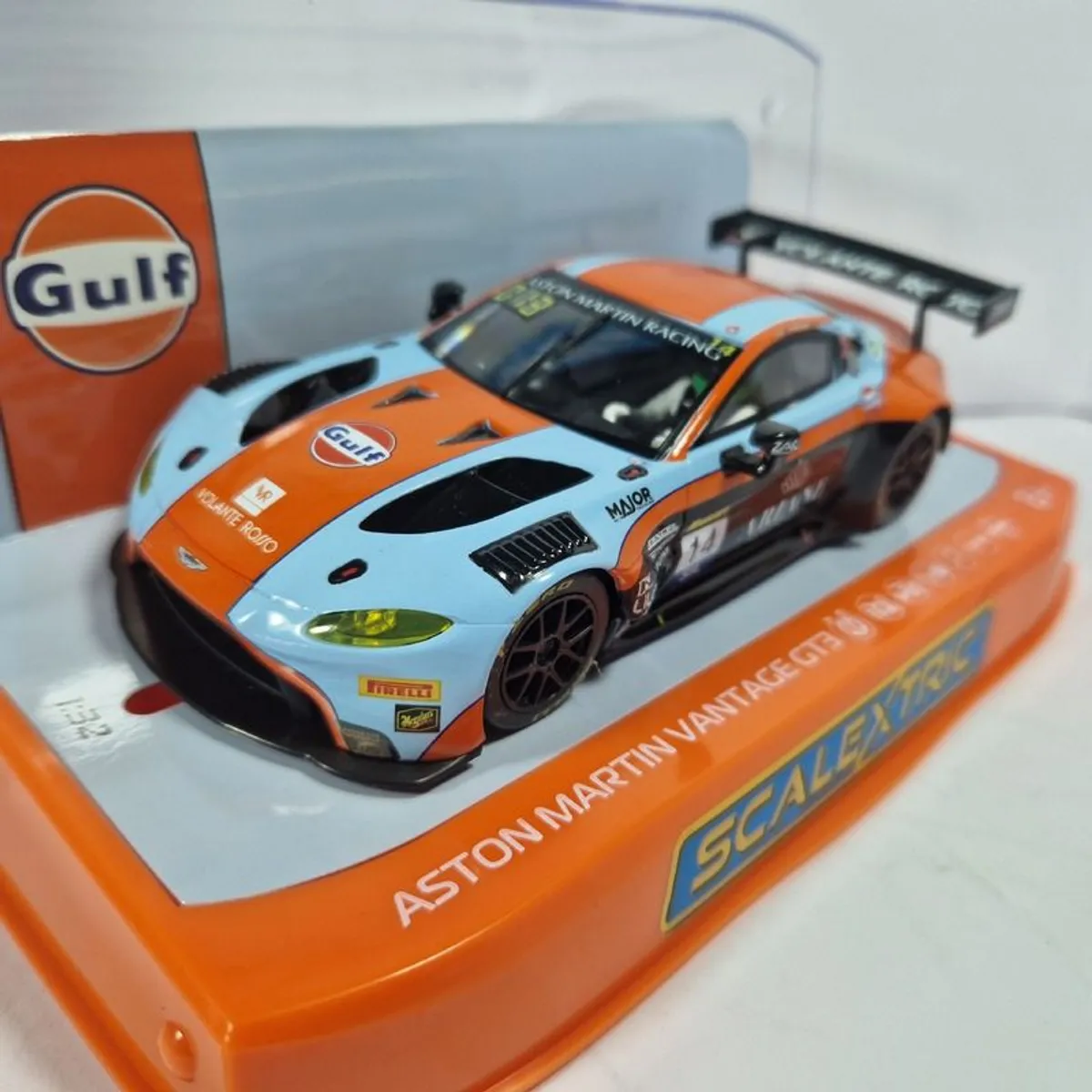 Scalextric C4655 Aston Martin Vantage GT3 (Gulf Edition) Slot Car  ( gt touring 24hr Endurance ) - Image 1