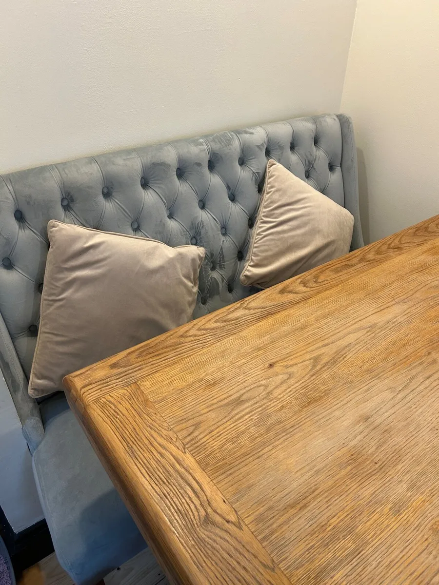 Kitchen table, bench and 3 chair set with cushions - Image 2