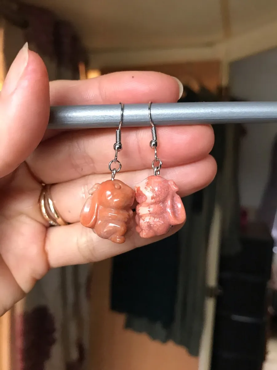 Natural fossil coral jade handmade earrings - Image 3