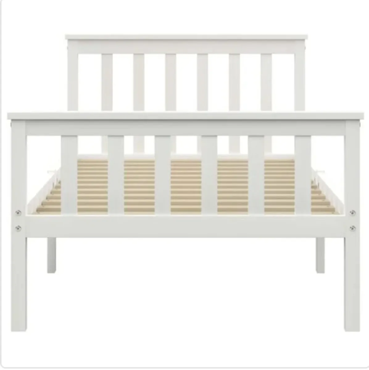 Single White wooden bed and mattress - Image 3