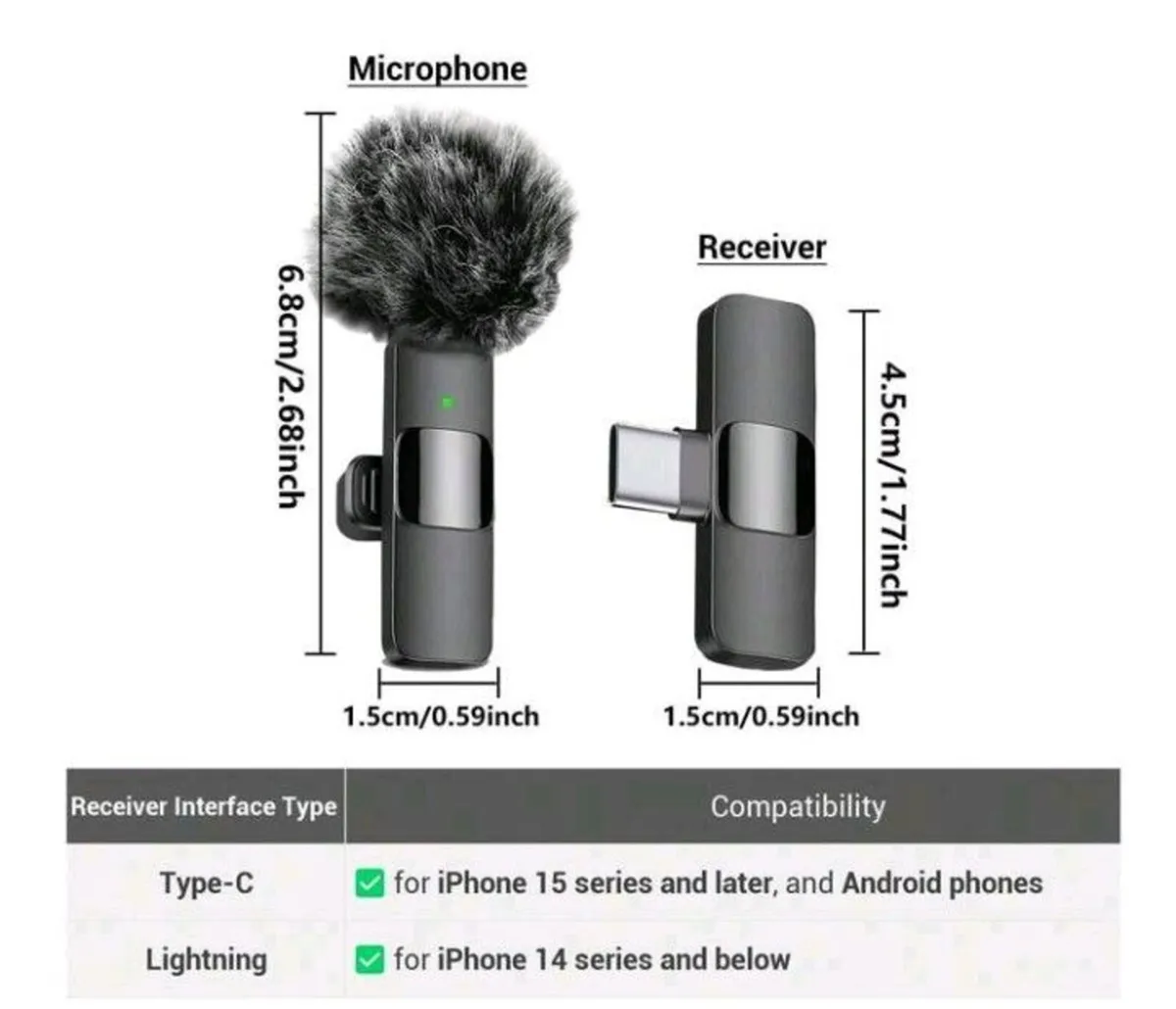 HITOZON Professional Wireless Lavalier Microphone, - Image 1
